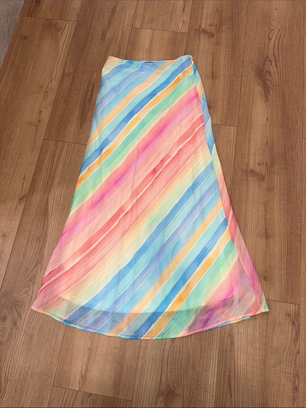 Vici Pastel Rainbow Diagonal Stripe A-Line Skirt - Picture 1 of 2